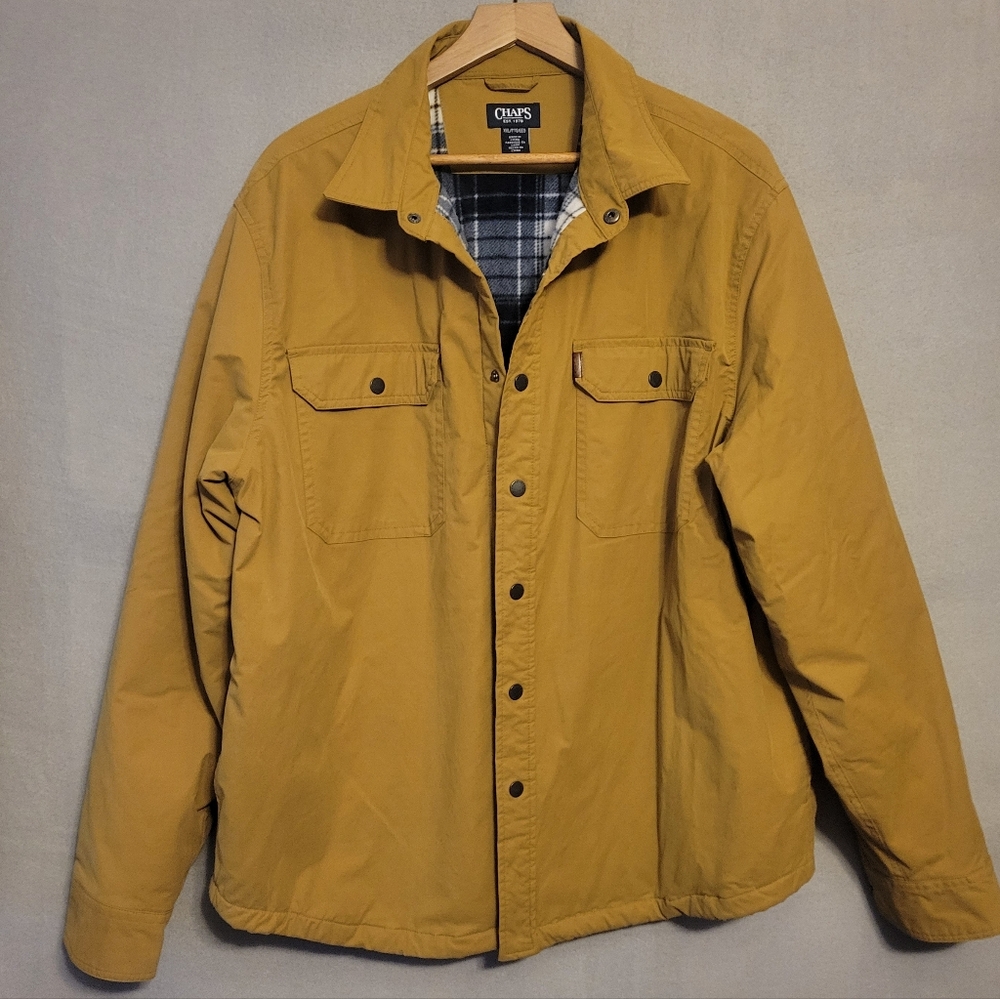 Chaps Men's Tan Shirt Barn Fleece Lined Jacket. Size XXL